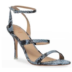 Black Suede Studio Sandals Womens Size 7 Blue Black Leather Gwen Snake Print
